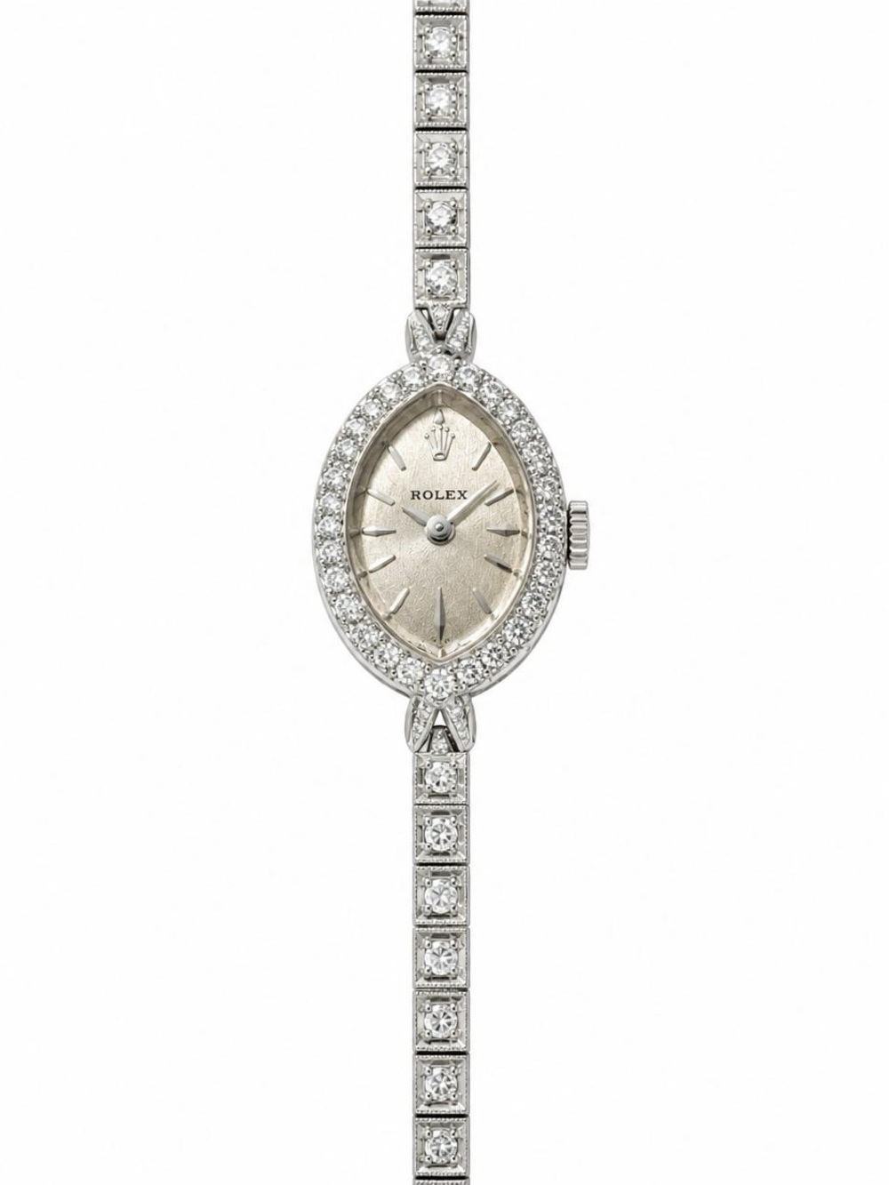 Vintage Rolex Ladies 14K Gold Natural Diamond Cocktail Watch 6.5"